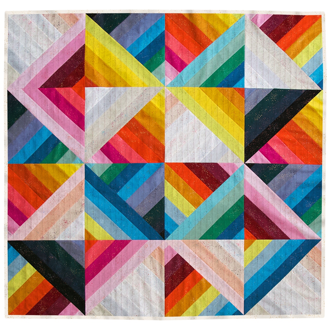 Original Jelly Rainbow quilt—lap size version made from one Jelly Roll.