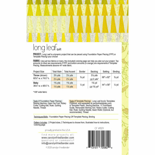 Carolyn Friendlander Long Leaf Quilt Pattern - Image 2