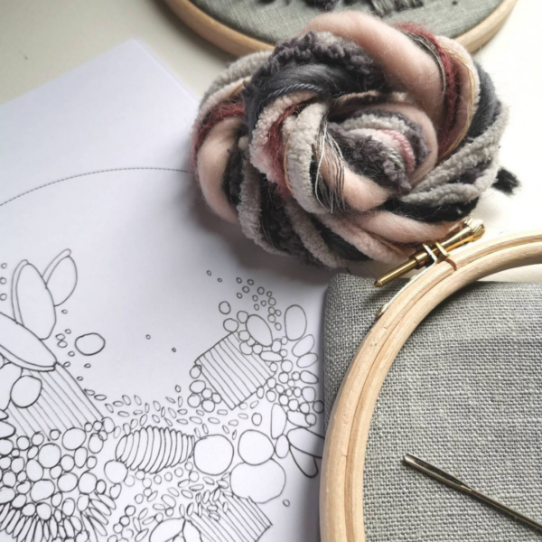 Wild Floss Embroidery 6" Kit 1 Lavender and Grey - Image 4