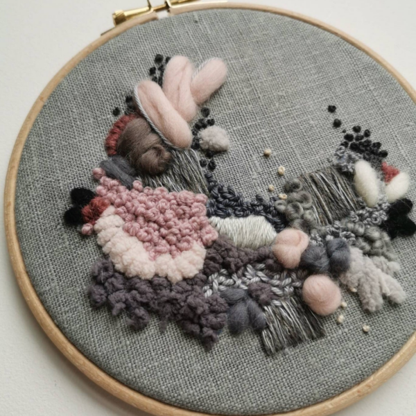 Wild Floss Embroidery 6" Kit 1 Lavender and Grey