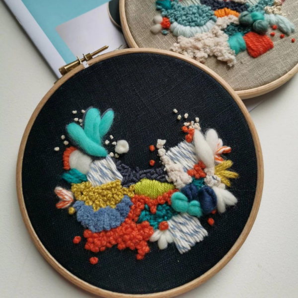 Wild Floss Embroidery 6" Kit 1 Aqua & Navy - Image 3