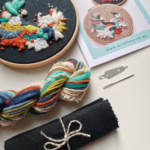 Wild Floss Embroidery 6" Kit 1 Aqua & Navy - Image 2