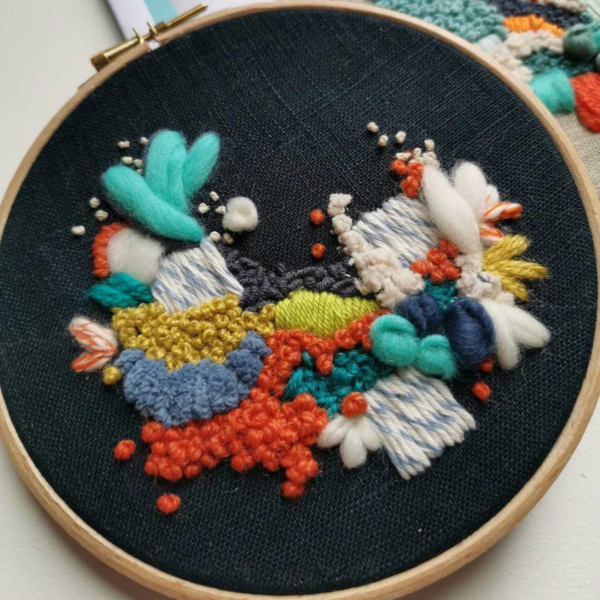 Wild Floss Embroidery 6" Kit 1 Aqua & Navy