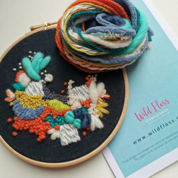 Wild Floss Embroidery 6" Kit 1 Aqua & Navy - Image 4