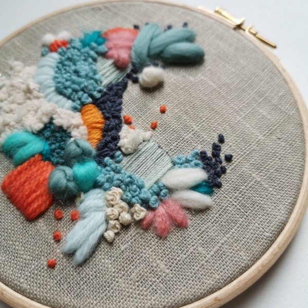 Wild Floss Embroidery 6" Kit 1 Aqua & Neutral - Image 3