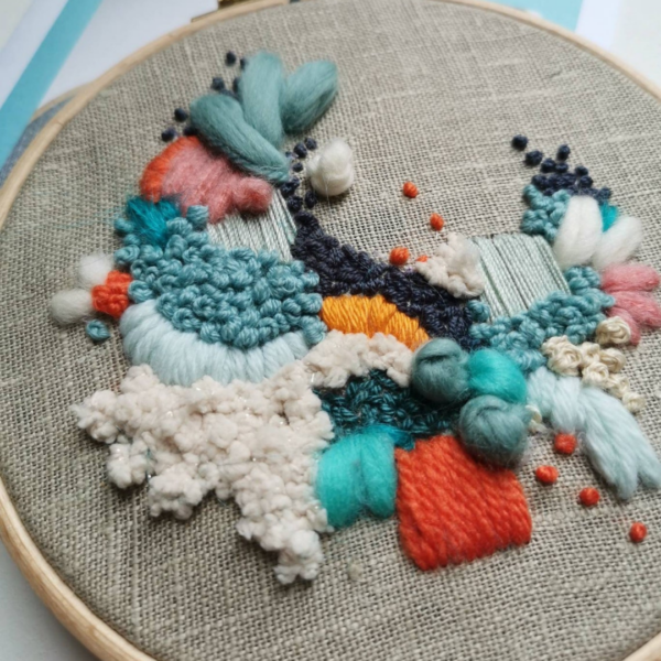 Wild Floss Embroidery 6" Kit 1 Aqua & Neutral