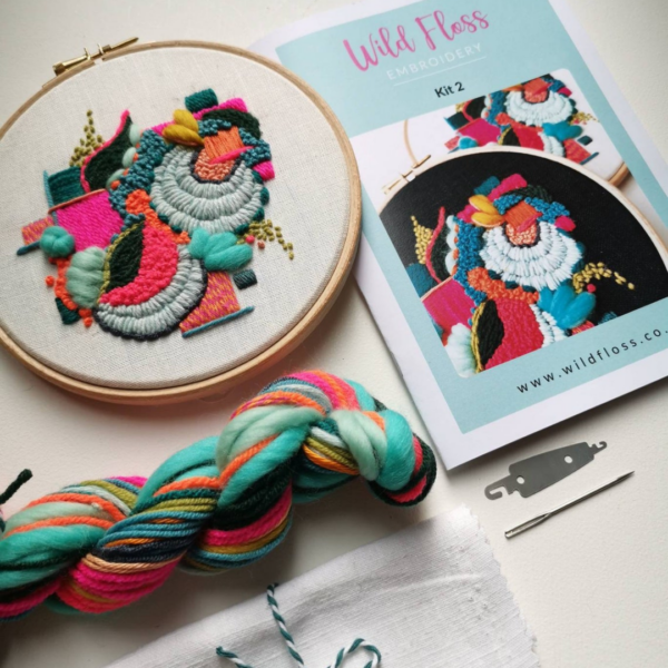 Wild Floss Embroidery 6" Kit 2 Neon & White - Image 4