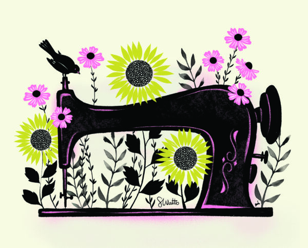 Craftedmoon Garden Sewing Art Print 8x10