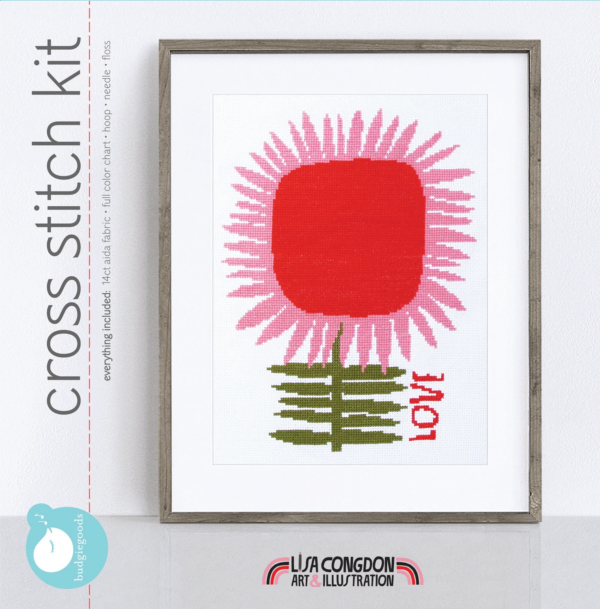 Lisa Congdon Love Flower Cross Stitch Kit