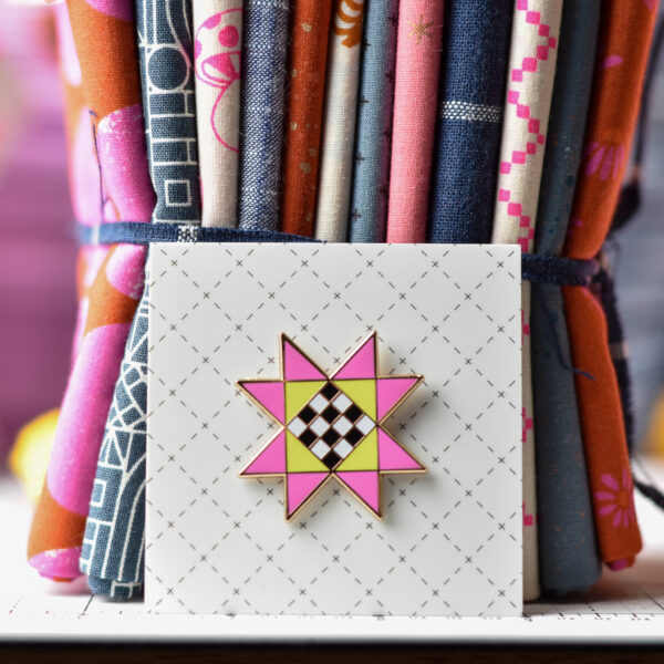 Knot+Thread Design Checkered Star (Pink or Blue) Hard Enamel Pin