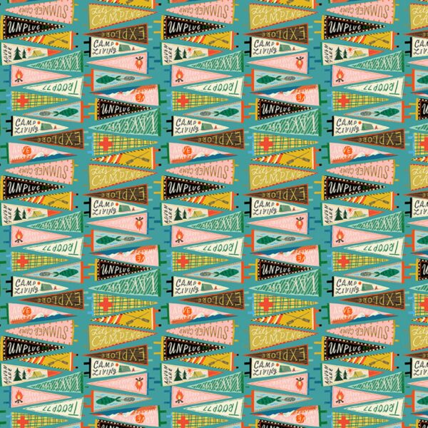 Dear Stella Gone Camping Pennants Turquoise (REMNANT)