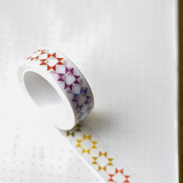 Coco West Illustration Sawtooth Star Quilt Block Rainbow Washi Tape - Image 2