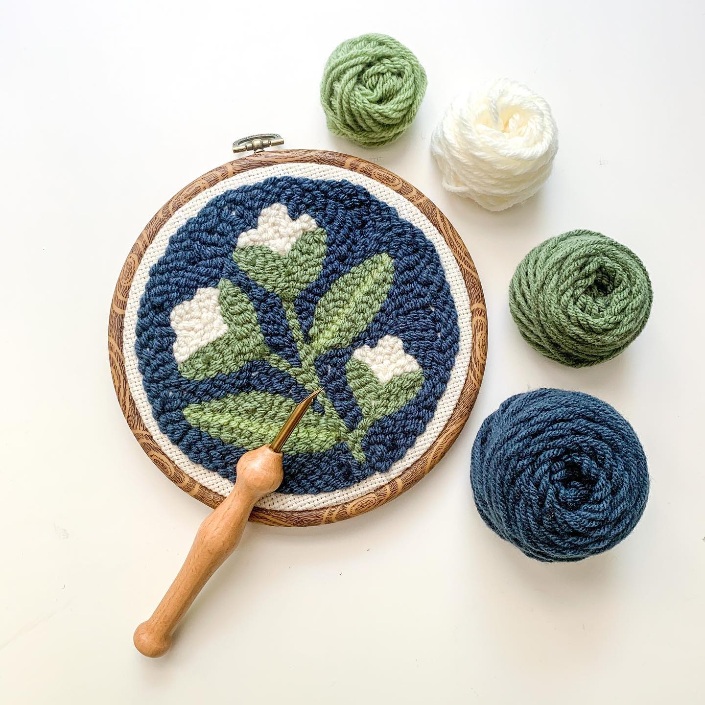 Blue Floral Punch Needle Kit – Great Heron Thread Co.