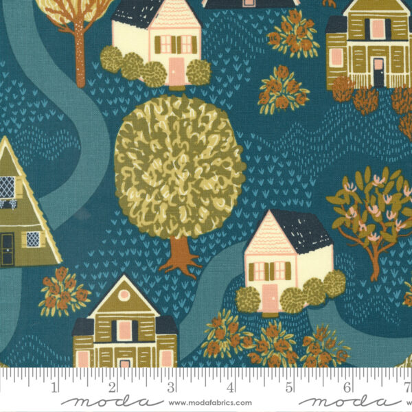Moda Gingiber Quaint Cottage Street View Lake