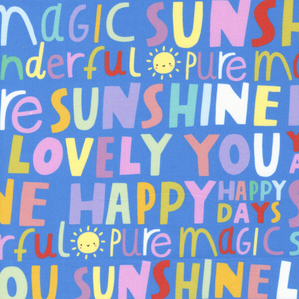 Moda Fabrics Paper & Cloth Design Studio Whatever The Weather Typography Bright Sky