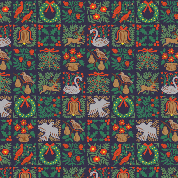 Cotton + Steel Rifle Paper Co Holiday Classics III Holiday Tapestry Mini Navy