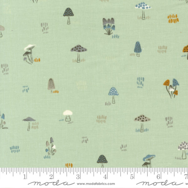 Moda Fabrics Fancy That Design House & Co. Woodland & Wildflowers Tiny Mushrooms Pale Mint