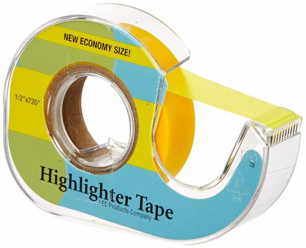 Lee Products Company Removable Highlighter Tape 1/2in x 11yds Neon Yellow - Image 3
