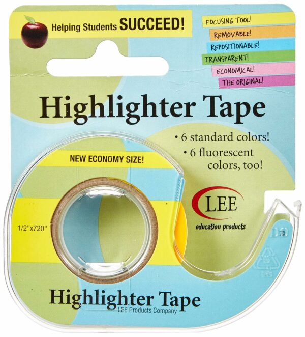 Lee Products Company Removable Highlighter Tape 1/2in x 11yds Neon Yellow