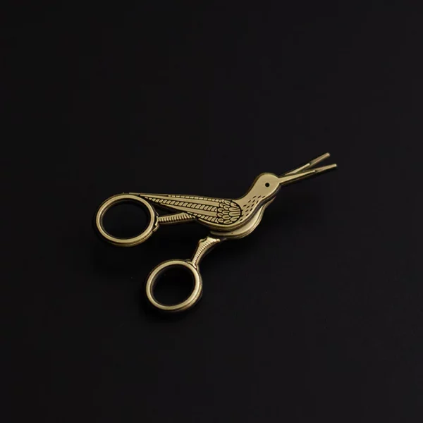 The Gray Muse Embroidery Crane Interactive Scissors Enamel Pin - Image 3