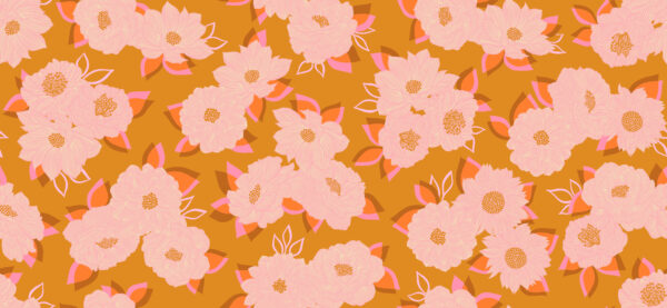 Ruby Star Rising Collaborative Collection Favorite Flowers Blooming Wideback 108" Turmeric