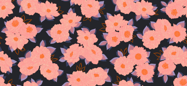 Ruby Star Rising Collaborative Collection Favorite Flowers Blooming Wideback 108" Light Black
