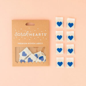 Sarah Hearts Blue Heart Woven Labels