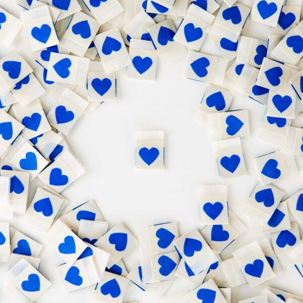 Sarah Hearts Blue Heart Woven Labels - Image 2