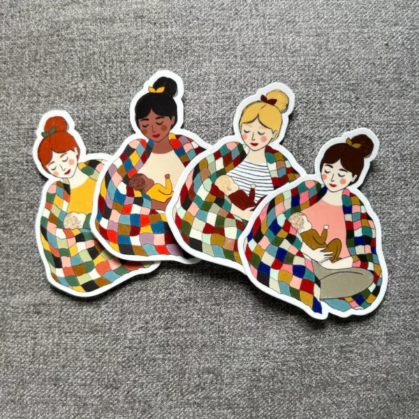 Coco West Illustration Mother & Baby Patchwork Sticker