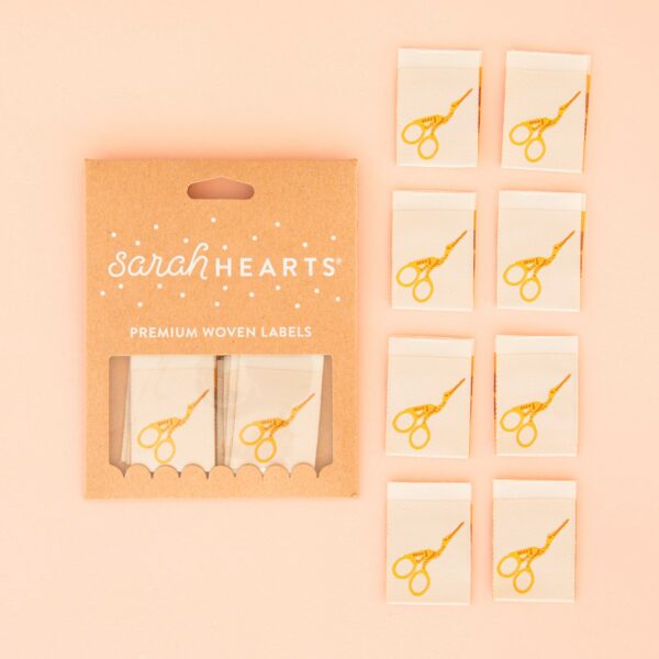 Sarah Hearts Stork Scissors Labels