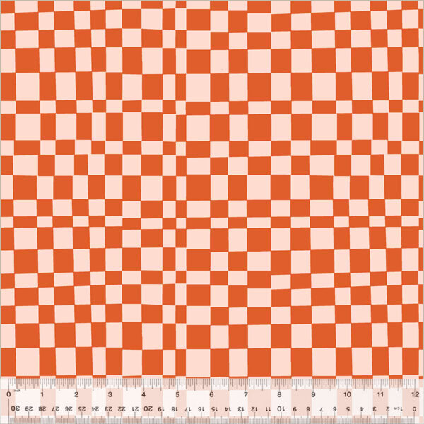 Windham Fabrics Annabel Wrigley Kaleidoscope Checker Mandarin/Blush