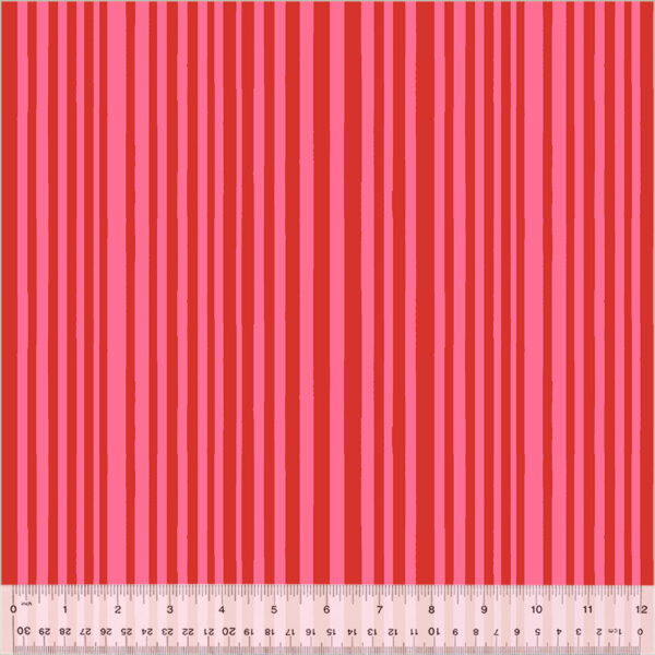 Windham Fabrics Annabel Wrigley Kaleidoscope Mini Stripe Capsicum/Perfect Pink