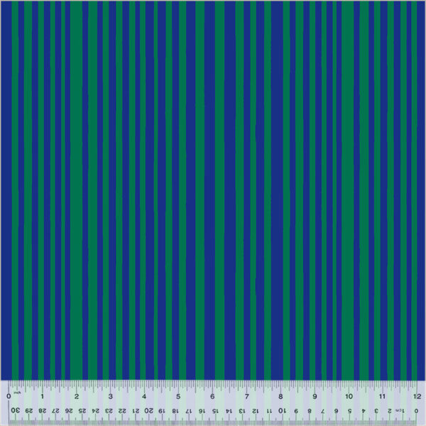 Windham Fabrics Annabel Wrigley Kaleidoscope Mini Stripe Majorelle Blue/Kelp