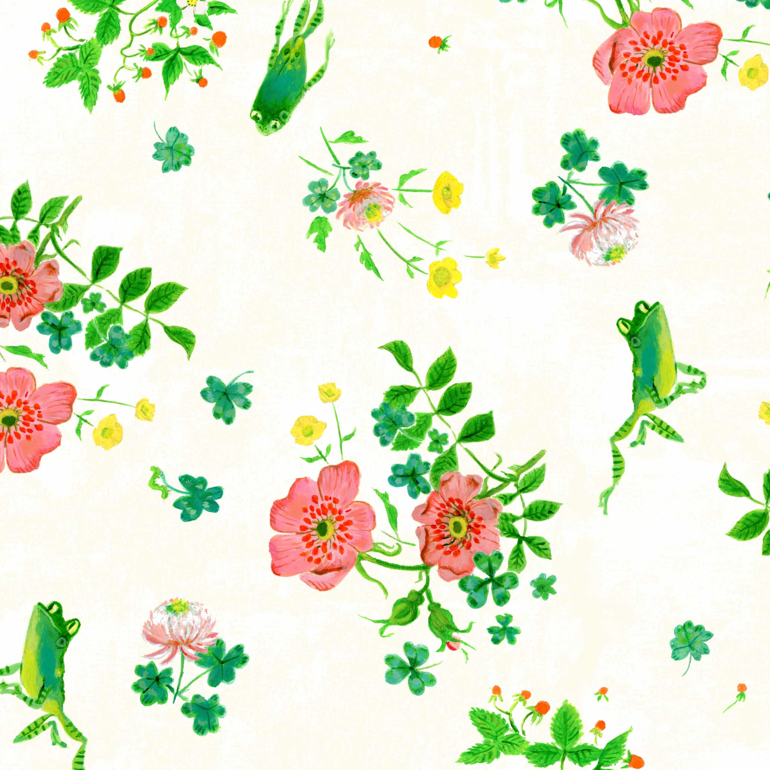 By Hand: Frog Spring in White By Hand: Frog Spring in White