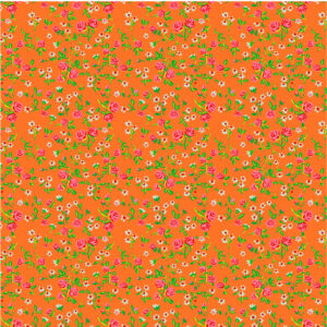 Windham Fabrics Heather Ross By Hand Mousy Floral Tangerine