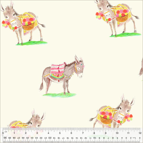 Windham Fabrics Heather Ross By Hand Burros Canvas Ivory