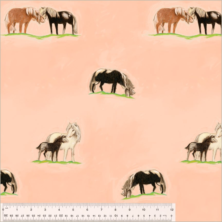 CANVAS By Hand: Ponies in Peach CANVAS By Hand: Ponies in Peach
