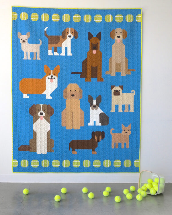 Elizabeth Hartman Dog Park Cover Ed. with Tennis Ball Large Quilt Kit - Image 2