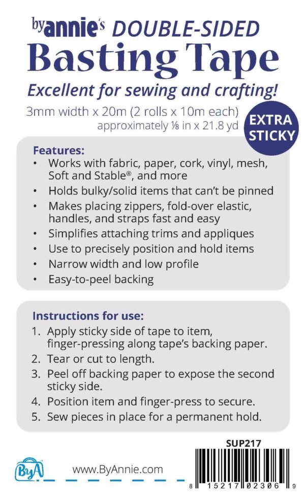 By Annie Double Sided Basting Tape 1/8in x 21-4/5 yds - Image 4