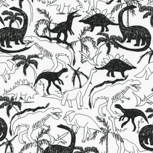 Robert Kaufman Fabrics Musings Dinosaurs White