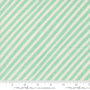 Moda Fabrics Lizzy House Love Letter Stripes Seafoam (REMNANT)
