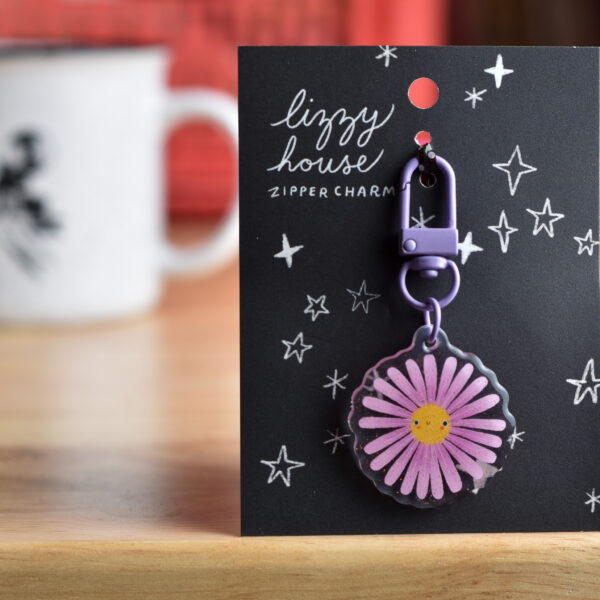 Moda Fabrics Lizzy House Zipper Glitter Pull Purple Aster