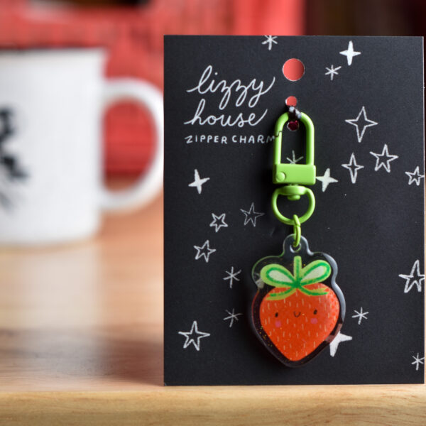 Moda Fabrics Lizzy House Zipper Glitter Pull Strawberry