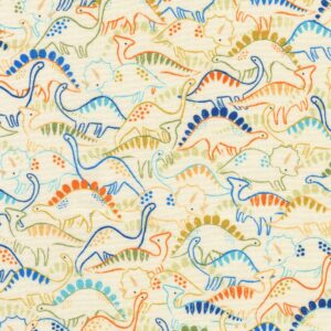 Robert Kaufman Fabrics RK Studios Dino Darlings Packed Dinosaurs Bone