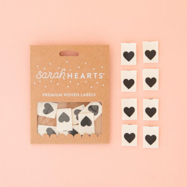 Sarah Hearts Black Heart Organic Cotton Labels