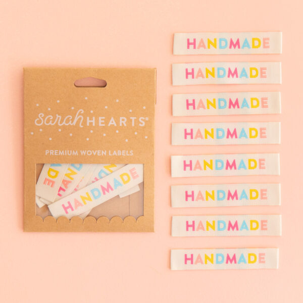 Sarah Hearts Colorful Handmade Label