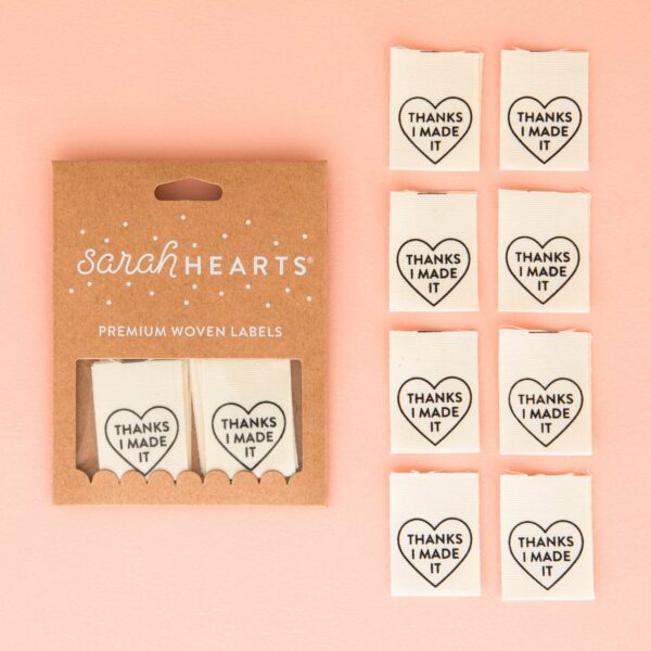 Sarah Hearts Thanks I Made It Heart Organic Cotton Labels