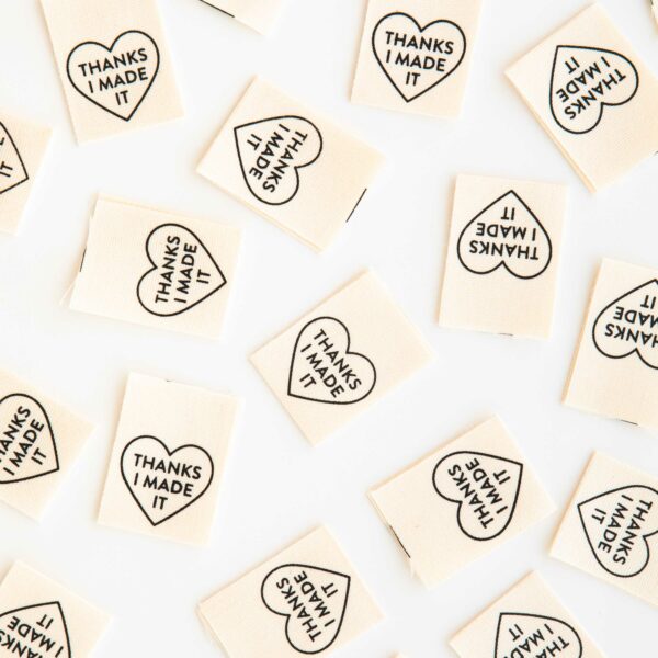 Sarah Hearts Thanks I Made It Heart Organic Cotton Labels - Image 3