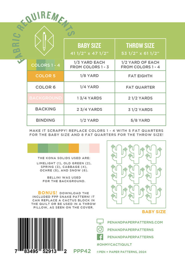 Pen + Paper Patterns Oh My Cacti Quilt Pattern - Image 2