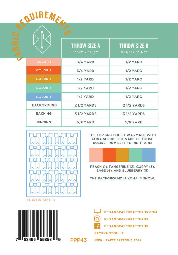 Pen + Paper Patterns Top Knot Quilt Pattern - Image 2
